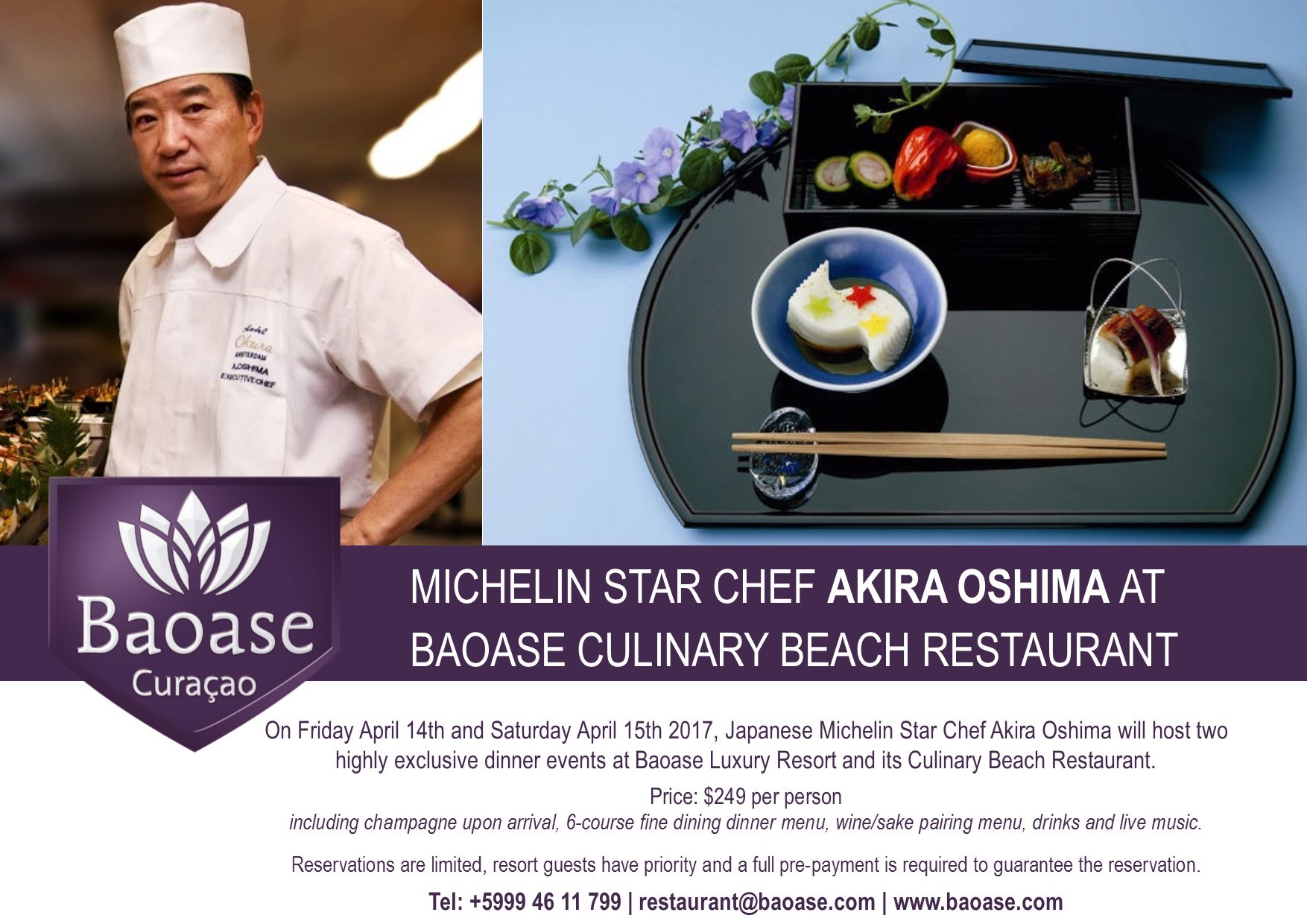 April 14th & 15th – Japanese Michelin Star Chef at Baoase
