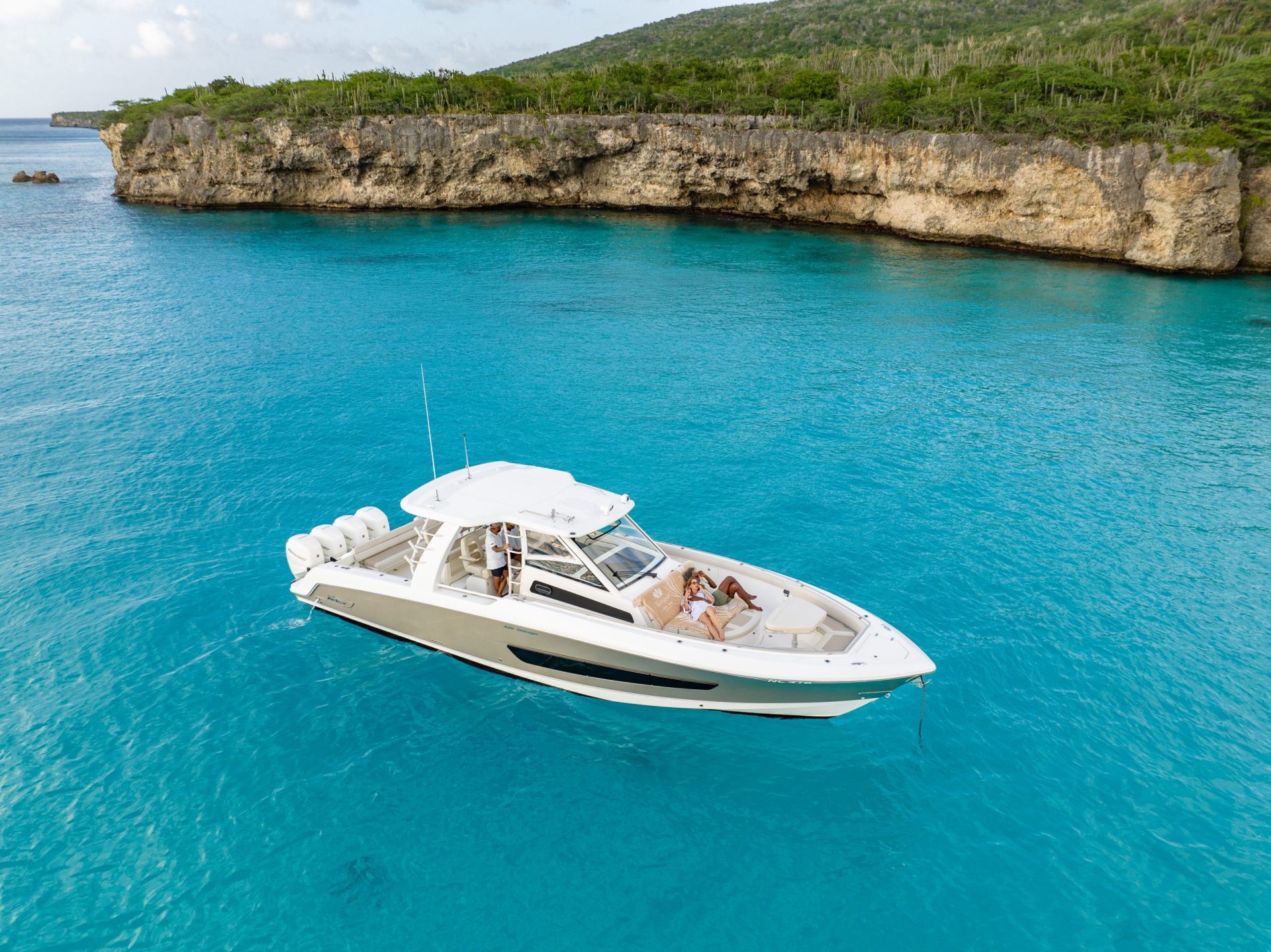 A yacht driving on the water