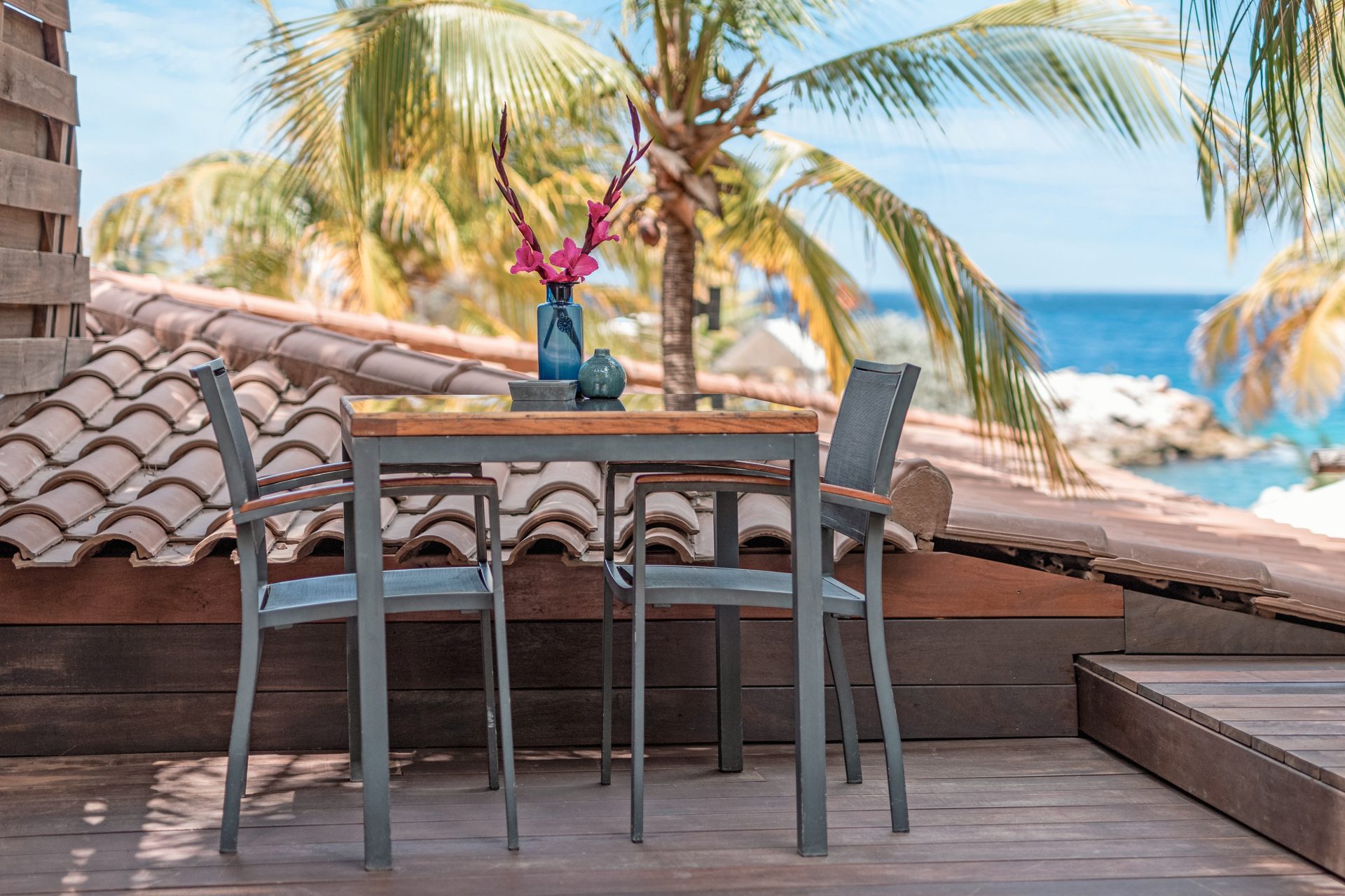Romantic terrace of a honeymoon suite at Baoase Luxury Resort in Curaçao