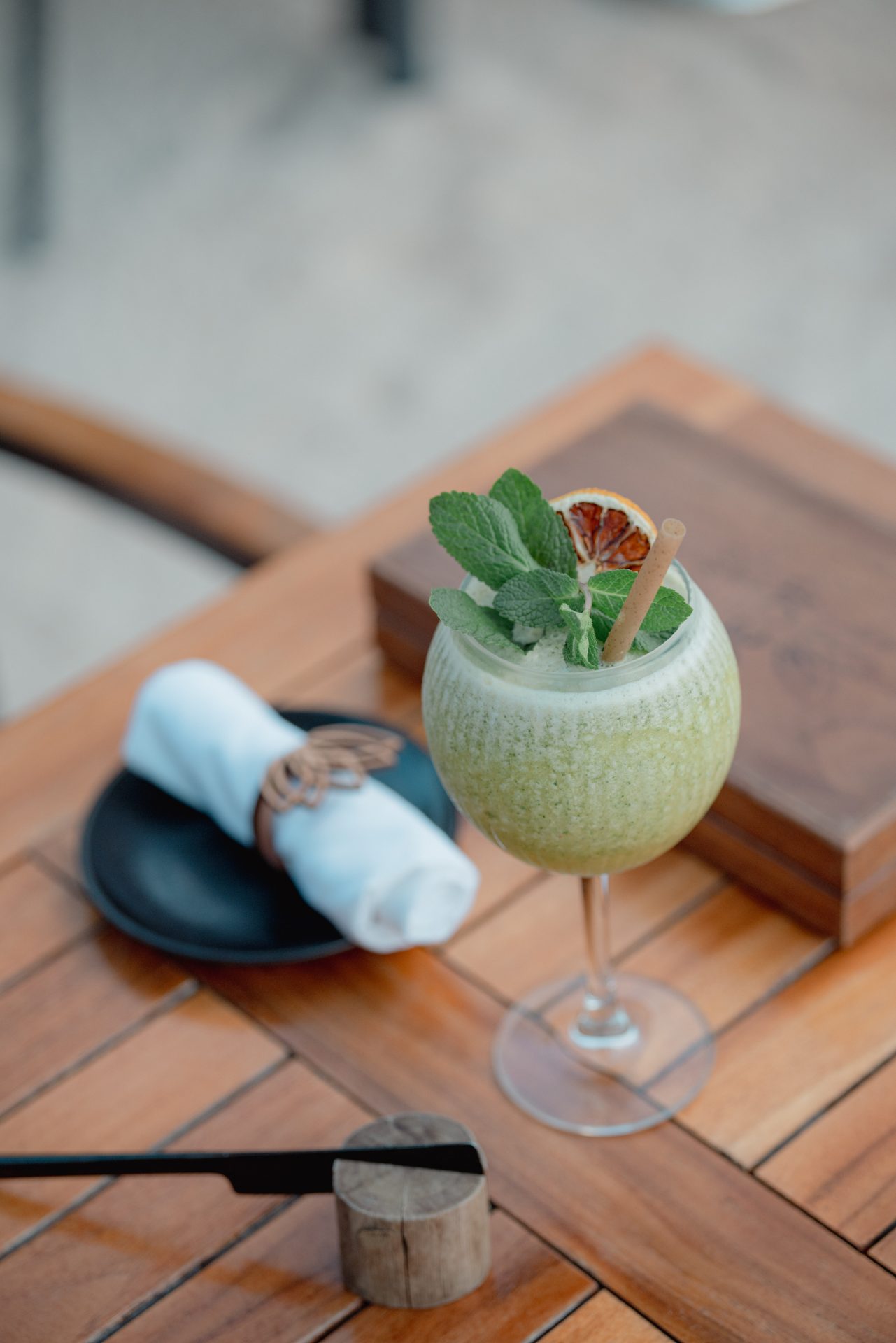 Refreshing tropical cocktail by the beach at Baoase Curaçao