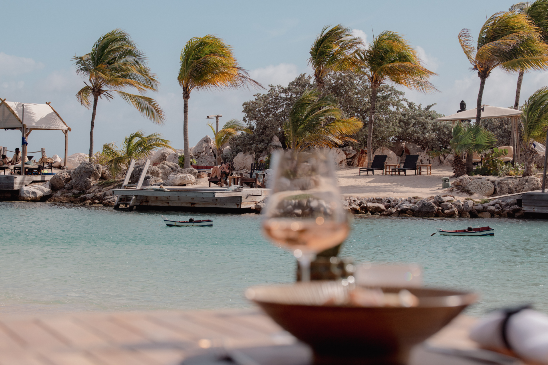 A beautifully presented dish overlooking the Caribbean Sea at Baoase Culinary Beach Restaurant in Curaçao.